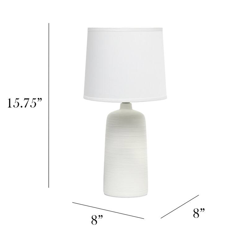 Simple Designs Textured Linear Ceramic Table Lamp, Off White - N/A