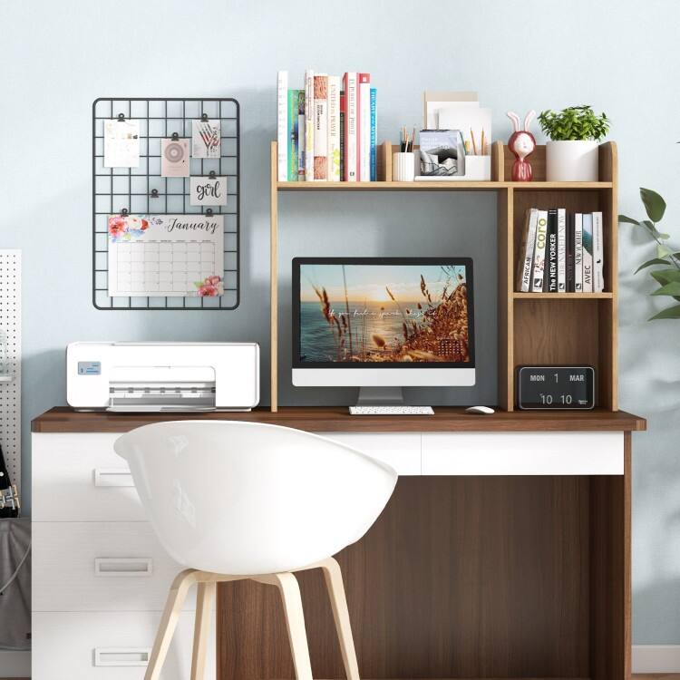 3-Tier Multipurpose Desk Bookshelf with 4 Shelves