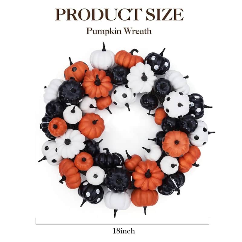 18 Inch Fall Halloween Pumpkin Wreath for Home Party Decor - N/A