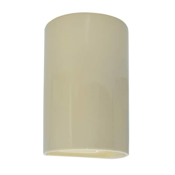 slide 2 of 2, Justice Design Ambiance - Small Cylinder Wall Sconce - Open Top & Bottom (Outdoor) - Replaceable Bulb Vanilla Gloss