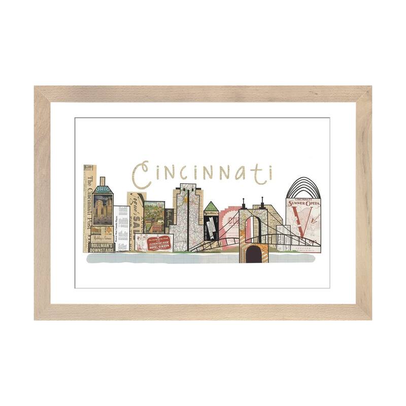 iCanvas "Cincinnati Horizontal Skyline" by Paper Cutz - Natural - 16x24x1