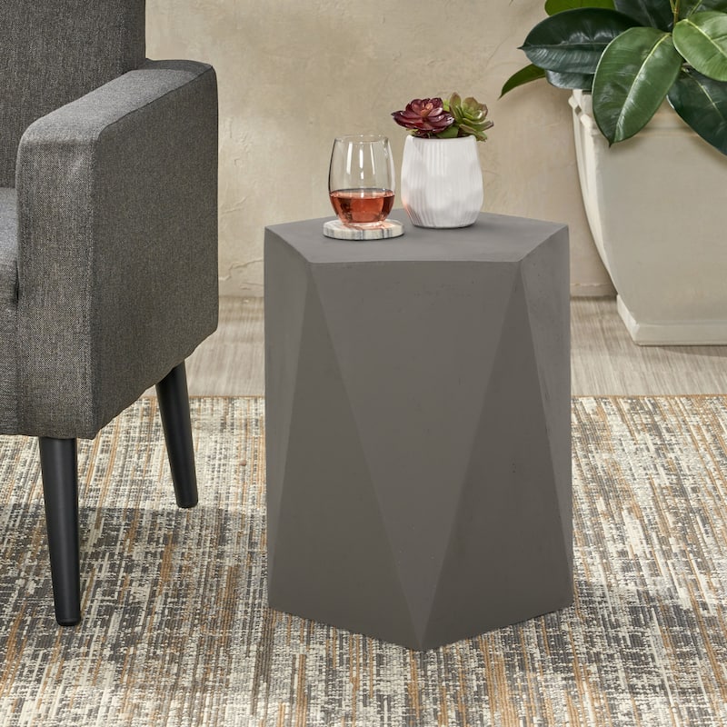 Apollo Outdoor Modern Side Table by Christopher Knight Home - Light Gray