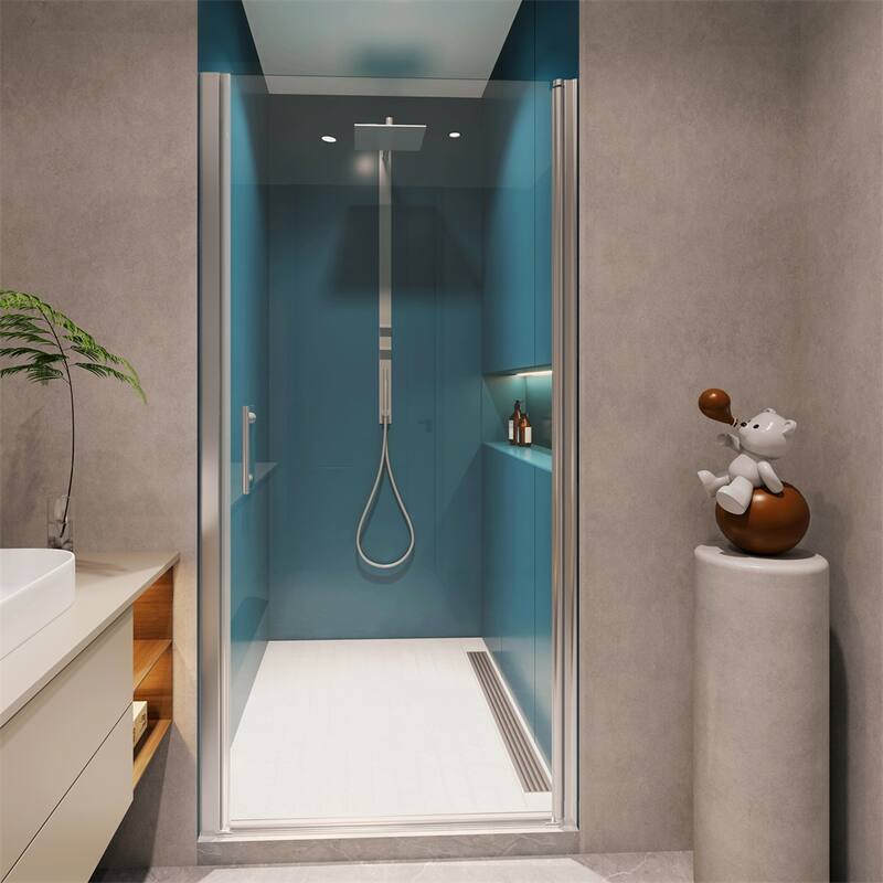 Adjustment Pivot Shower Door with 1/4" tempered glass,Open Outside