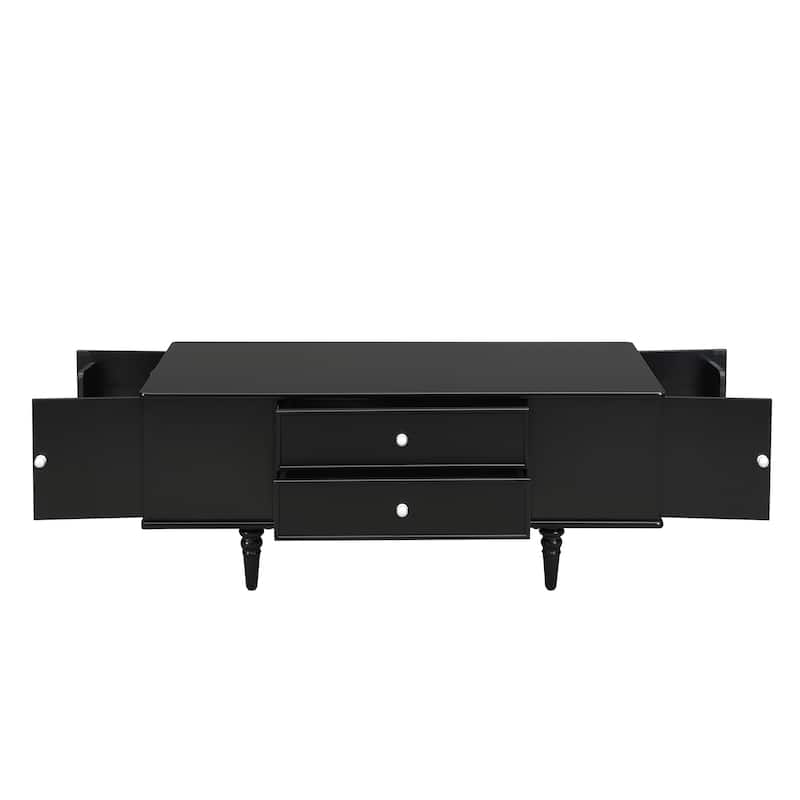 Modern Coffee Table with Two Side Hidden Storage Cabinet, Wood End Table Office Table with Two Drawers