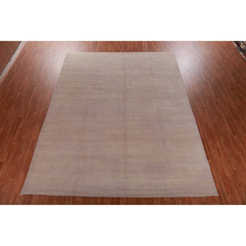 Hand Knotted Oriental 100% Wool Carpet Modern Solid Pink Gabbeh Area Rug - 13' 0'' X 10' 0''