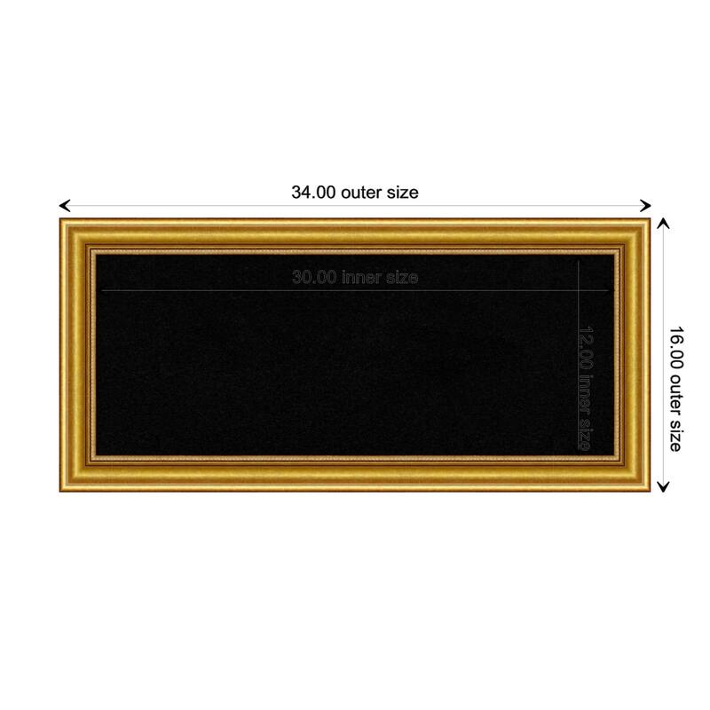Townhouse Gold Wood Framed Black Corkboard Bulletin Board - Board Size 30x12