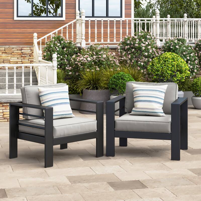 All-weather Outdoor Single Sofa for Balcony, Garden, Deck, Backyard - Grey
