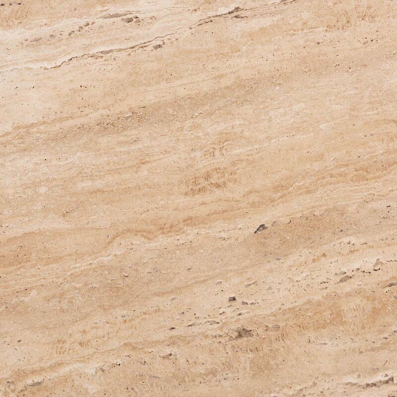 Prospero Round Travertine Coffee Table - Modern Accent Table with Mango Wood Frame for Living Room or Seating Areas