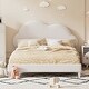 preview thumbnail 10 of 34, Velvet Upholstered Bed with Cloud-Shape Headboard, Wood Platform Bed Frame for Boys Girls Easy Assembly, No Box Spring Needed