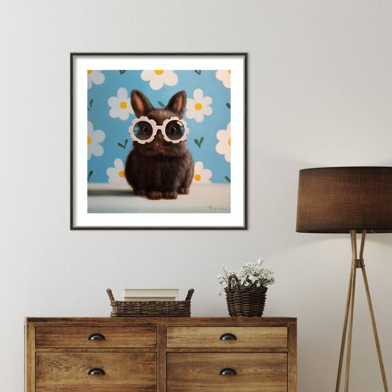 Flower Child by Lucia Heffernan Wood Framed Wall Art Print - Theo Black Silver Narrow