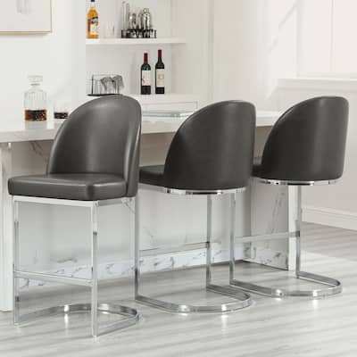 26" Upholstered Counter Stool/ Bar Stools with Metal Legs - 38.8"H x 17.9"W x 20.9"D