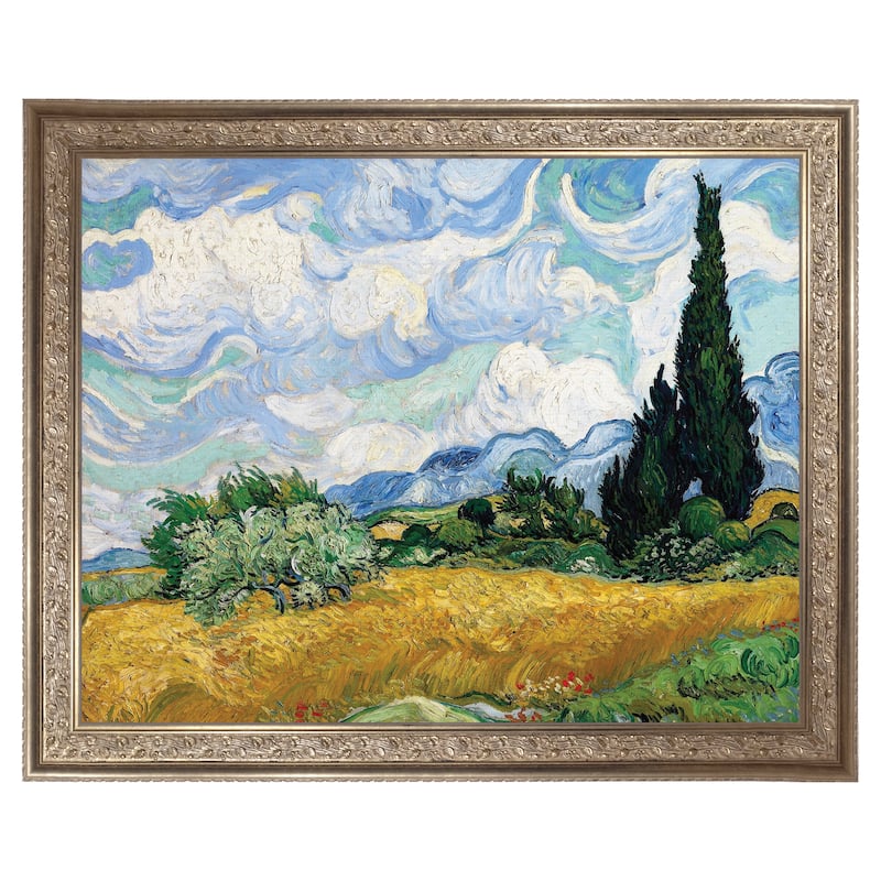 Masterpiece Art Gallery| Yellow Wheat and Cypresses by Vincent Van Gogh - Framed Canvas Art Print