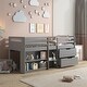 preview thumbnail 3 of 9, Wooden Twin Size Loft Bed with Built-in Drawers and Built-in Bookshelf and Chest For Home