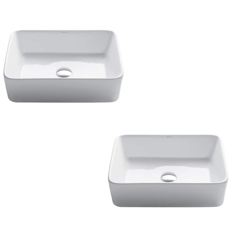 Kraus Elavo 19 inch Rectangle Porcelain Ceramic Vessel Bathroom Sink