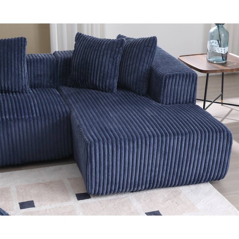 131" Modular Corduroy Sectional U-shaped 4 Seater Couch