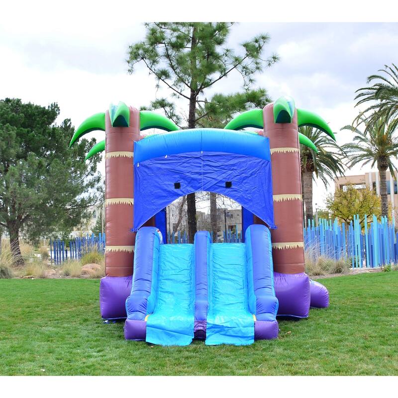HeroKiddo Enchanted Forest Commercial Grade Inflatable Bounce House Water Slide Combo with Air Blower, Lightweight, Outdoor Fun