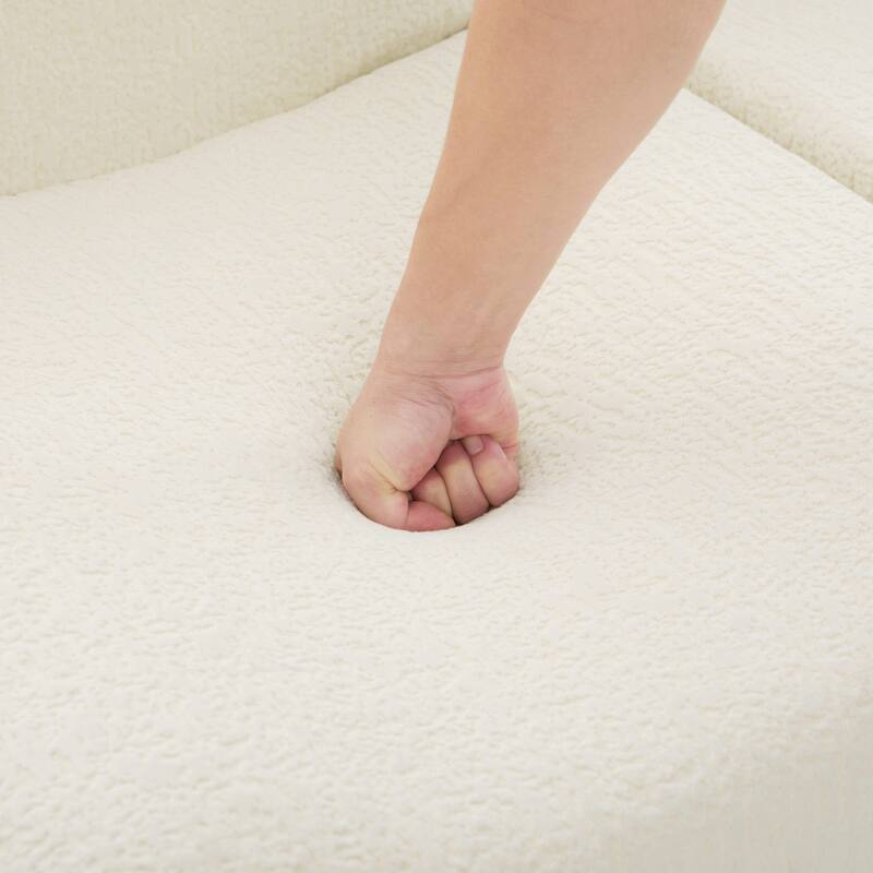 3-Seater Sofa Chenille Upholstered Couch Fully Compressed Design Sofa with Arc-shaped Armrests for Living Room, Apartment