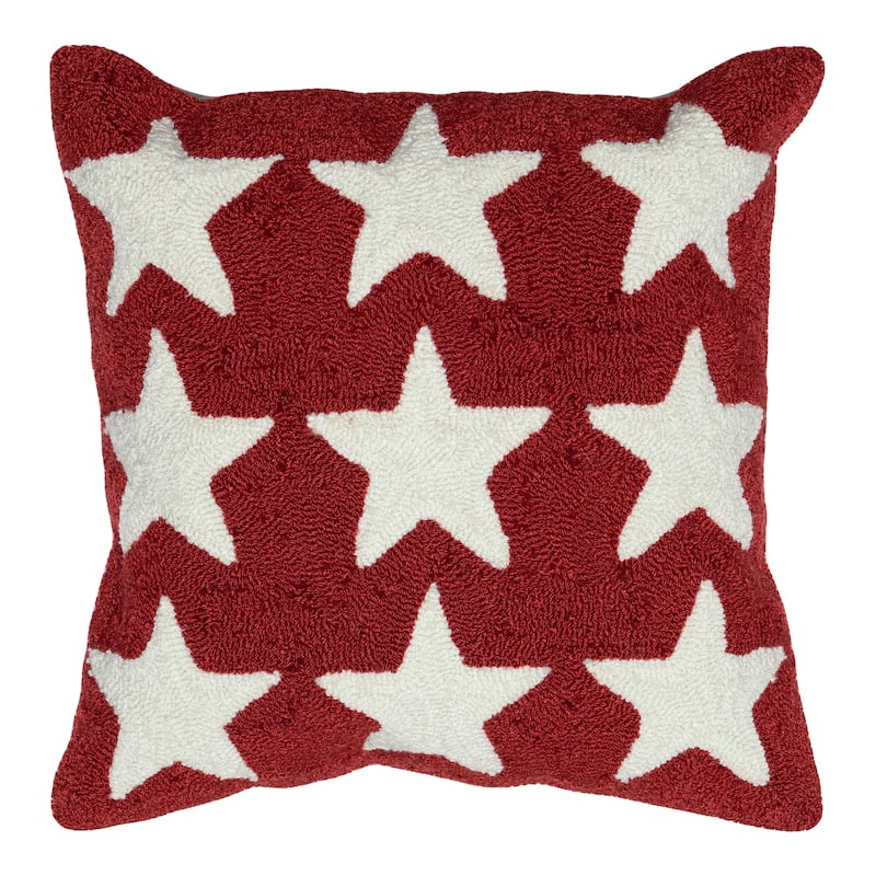 Liora Manne Frontporch Stars Indoor/Outdoor Pillow Red 18" Square