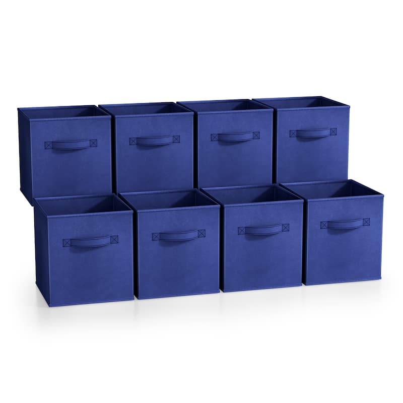 Sorbus Fabric Storage Bins 11" Foldable Cubes With Handles For Pantry, Cubbies, Toy And Closet Shelving Organization - 8Pk - Royal Blue