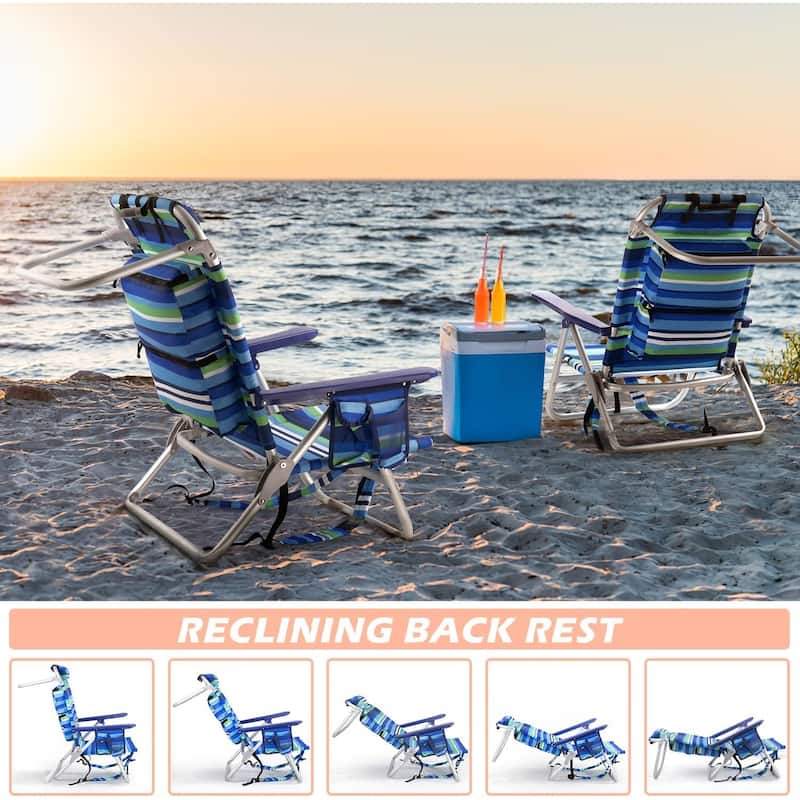 BOSSIN Backpack Beach Chairs for Adults,Adjustable high Beach Lounge Chairs with Towel Rack for Outdoor,Travel