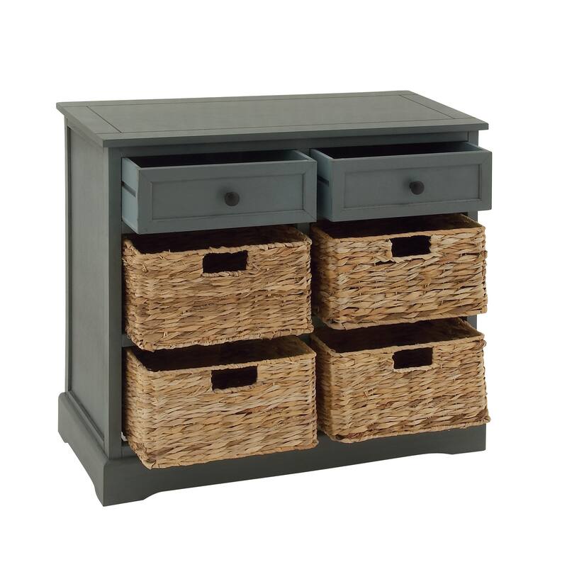 Cream, Teal, White or Brown Wood 2 Baskets and 1 Drawer Storage Unit - 16 x 13 x 28