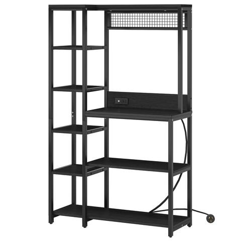 Baker's Rack with Power Outlets, 8-Tier Microwave Stand with Storage Shelves, Freestanding Kitchen Utility Shelf Organize