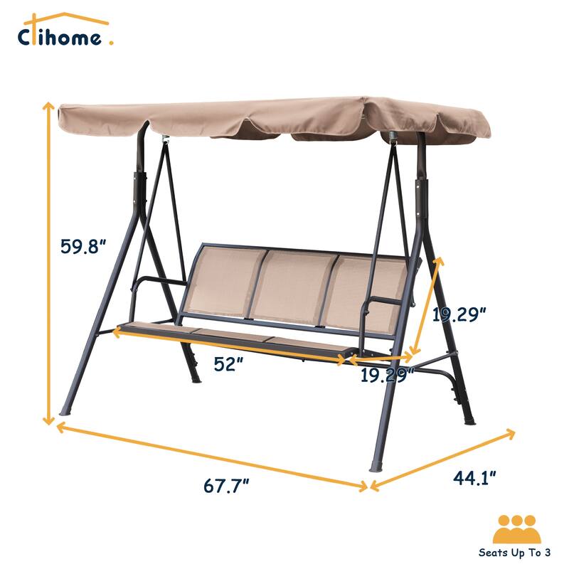 Clihome 3 Person Outdoor Textilene Porch Swing