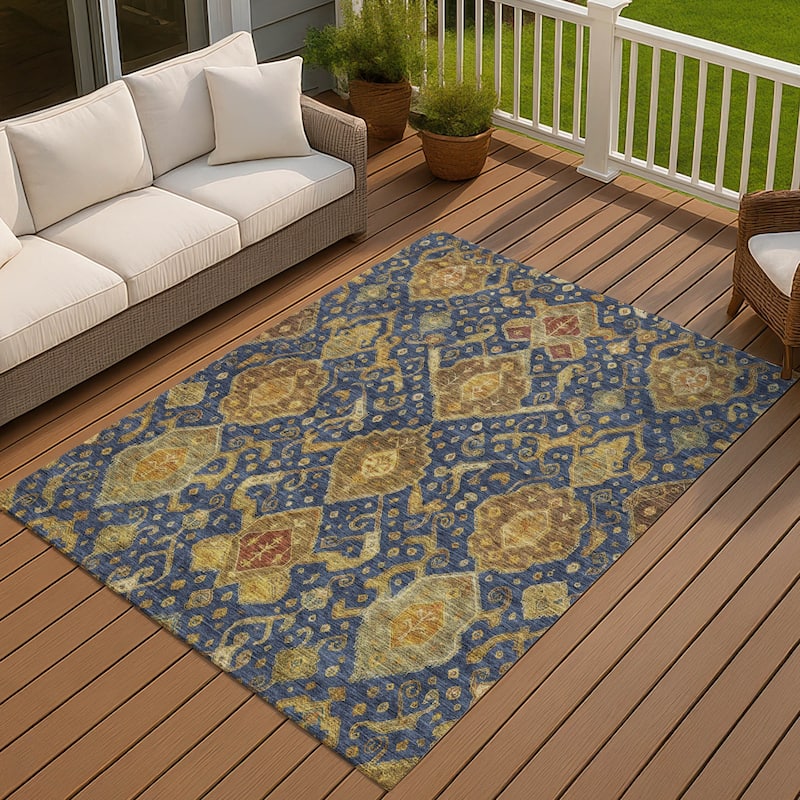 Machine Washable Indoor/ Outdoor Traditional Venetian Chantille Rug - Navy - 2'6" x 3'10"