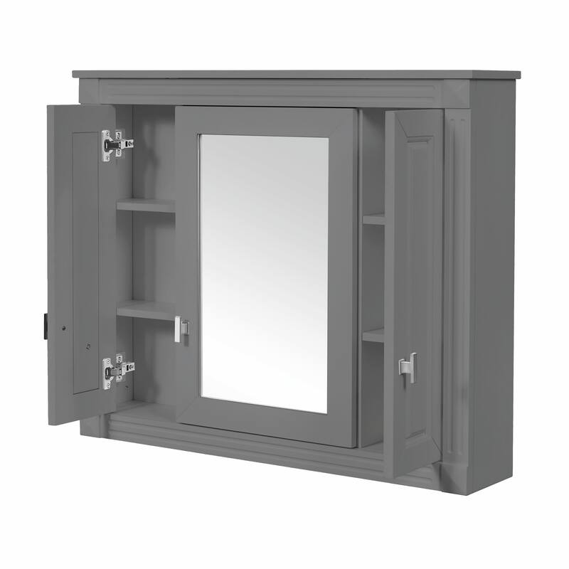 Wall-Mounted Medicine Cabinet with 4 Shelves, Mirrored Door Over-Toilet Storage