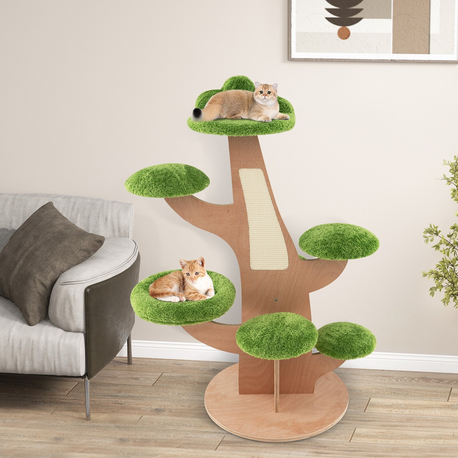 50 Inch Pine Shape Cat Tree for Indoor Cats with Sisal Scratching Board Green Bed Bath Beyond 40246874