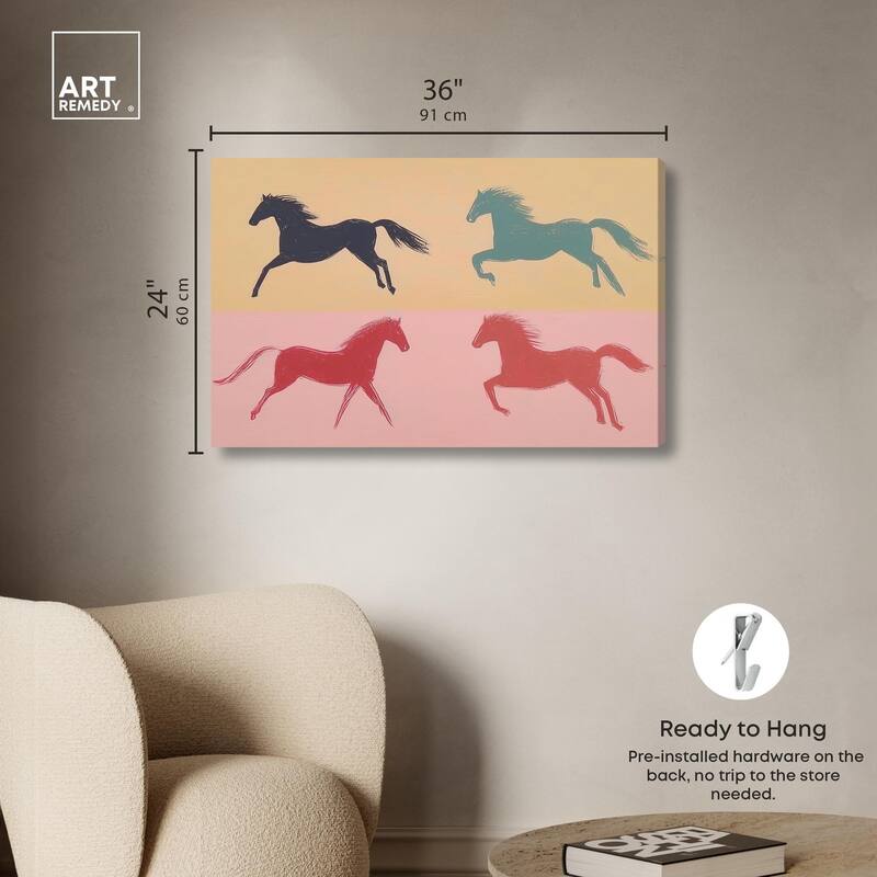 Galloping Quartet Canvas by Art Remedy, Gallery Wrapped
