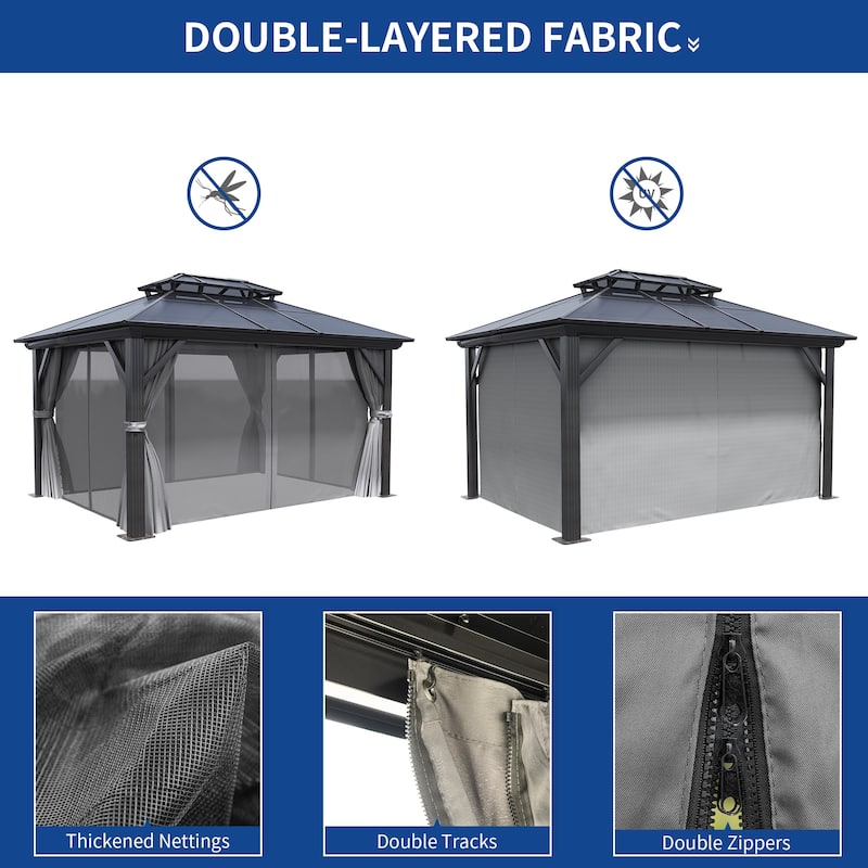 Outdoor Metal Patio Gazebo With Curtains