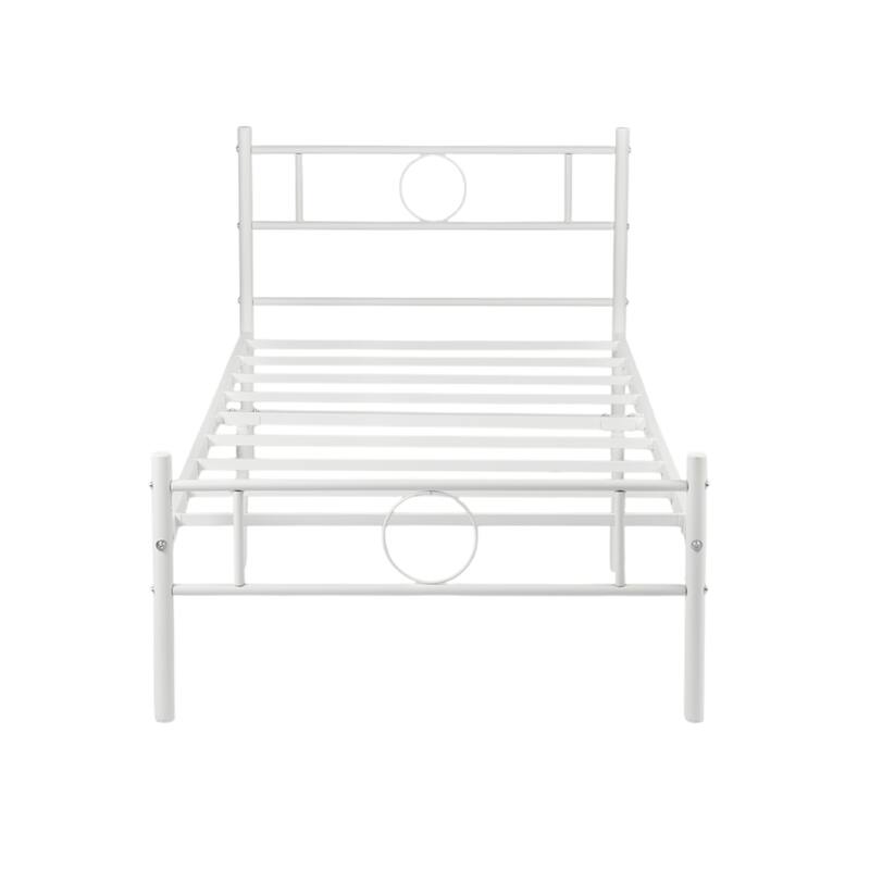 Homy Casa White Metal Bed Frame with Headboard & Footboard