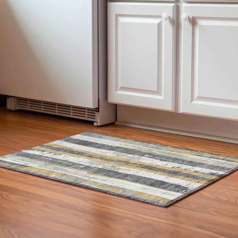 Premium Washable Super Soft Casual Contemporary Mayfield Rug - Gold - 1'8" x 2'6"