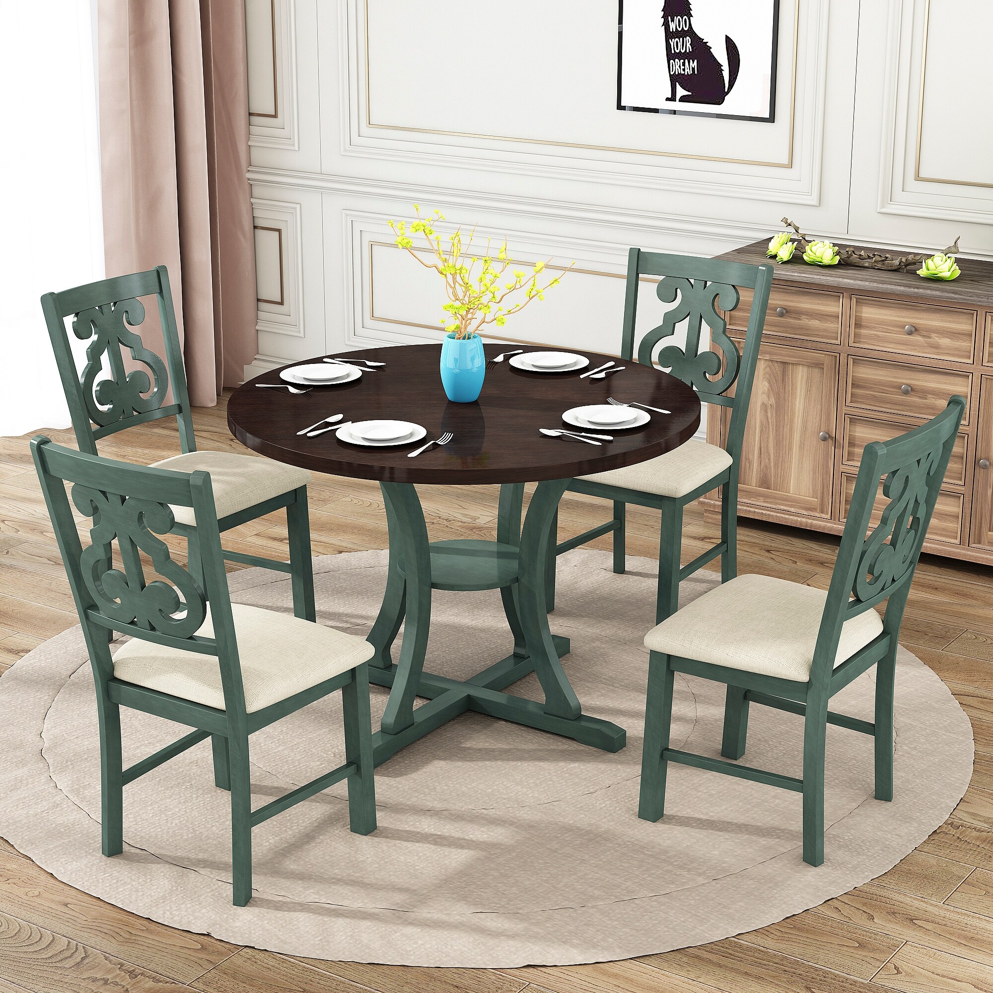 5 Piece Round Dining Table and Chair Set On Sale Bed Bath
