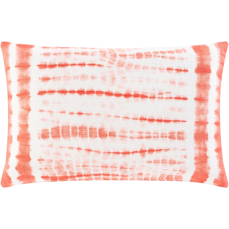 Artistic Weavers Saran Tie-Dye Striped Cotton 14x22-inch Lumbar Throw Pillow - 14"x22" with Down Insert - Burnt Orange