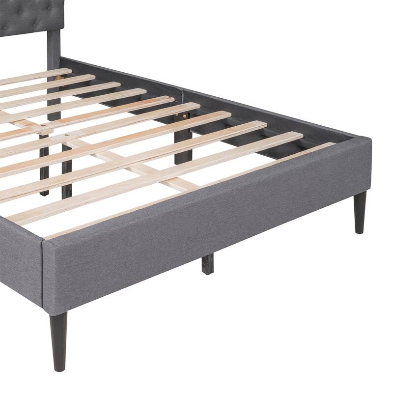 Merax Upholstered Linen Platform Bed, 3 colors