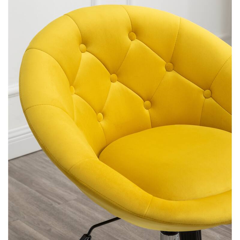 Noas Velvet Upholstered Tufted Swivel Accent Chair with Hydraulic Chrome Base ,Mid-Century Modern Style, Adjustable Height