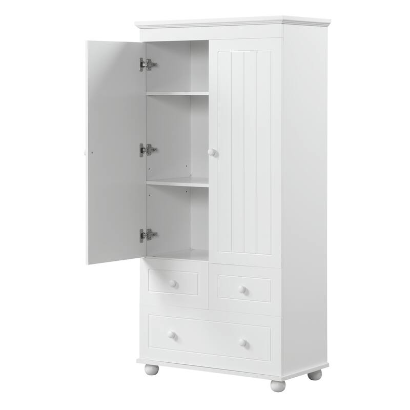 Modern Storage Cabinet with Drawers and Adjustable Shelf, Freestanding Waterproof Pantry Cabinet Floor Cabinet