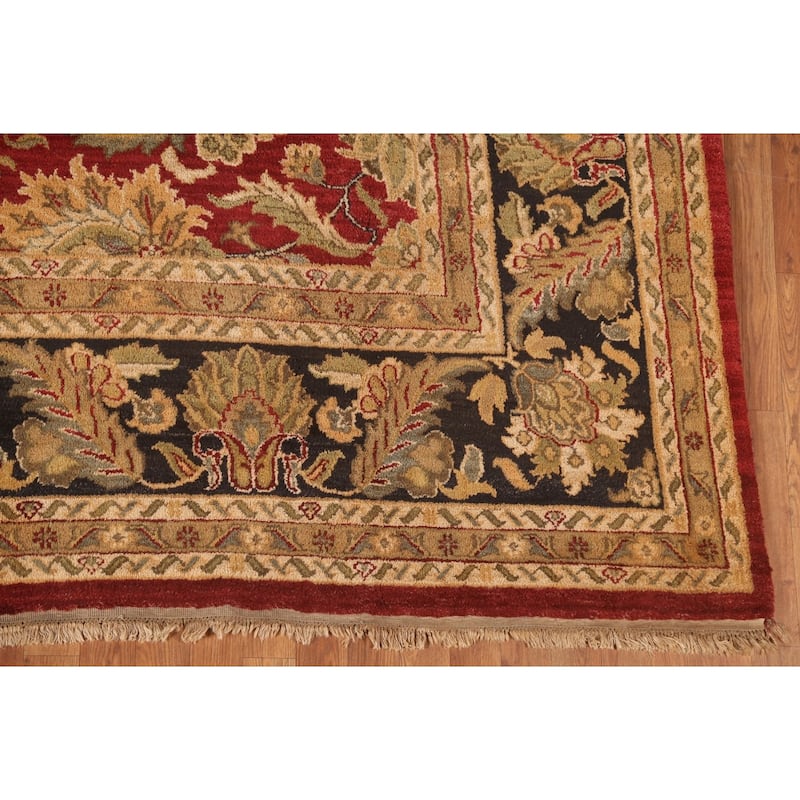All-Over Floral Agra Oriental Area Rug Hand-Knotted Wool Carpet - 9'0" x 11'9"