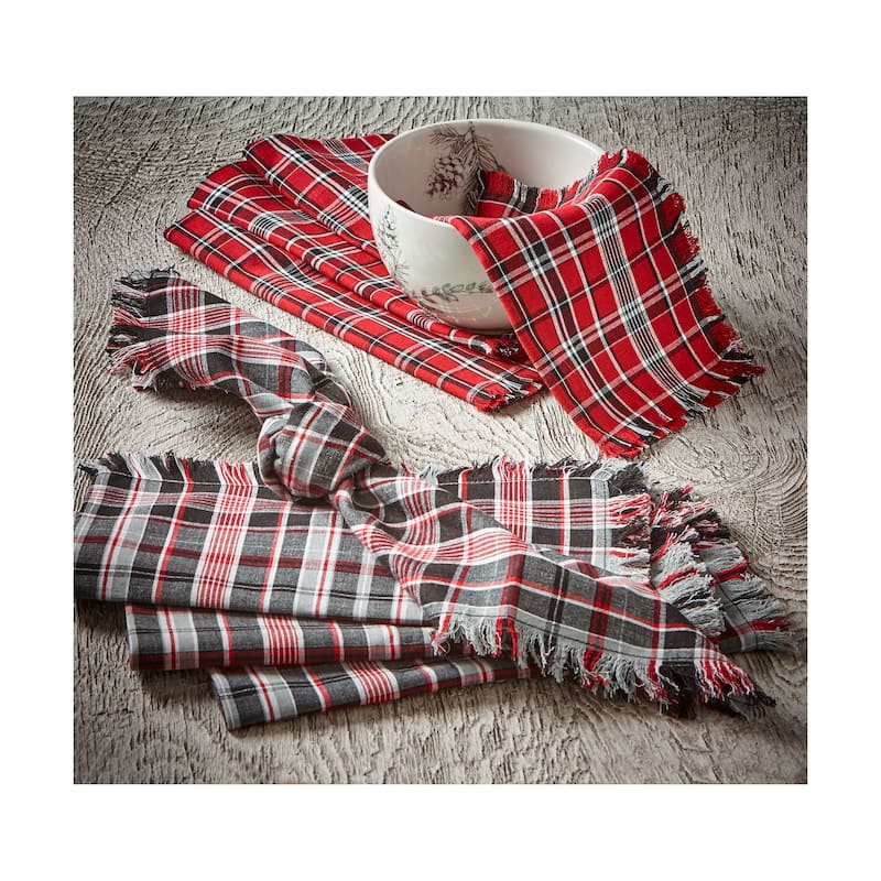 Winter Sketches Black Cloth Napkins Set of 4 - 20" x 20" Cotton Kitchen Textiles, Machine Washable, Perfect for Winter - 20 x 20