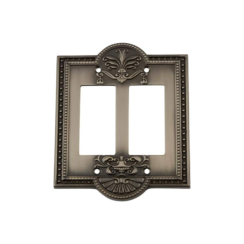 Nostalgic Warehouse MEA_SWPLT_R2 Meadows Double Rocker / GFI Wall - Antique Pewter