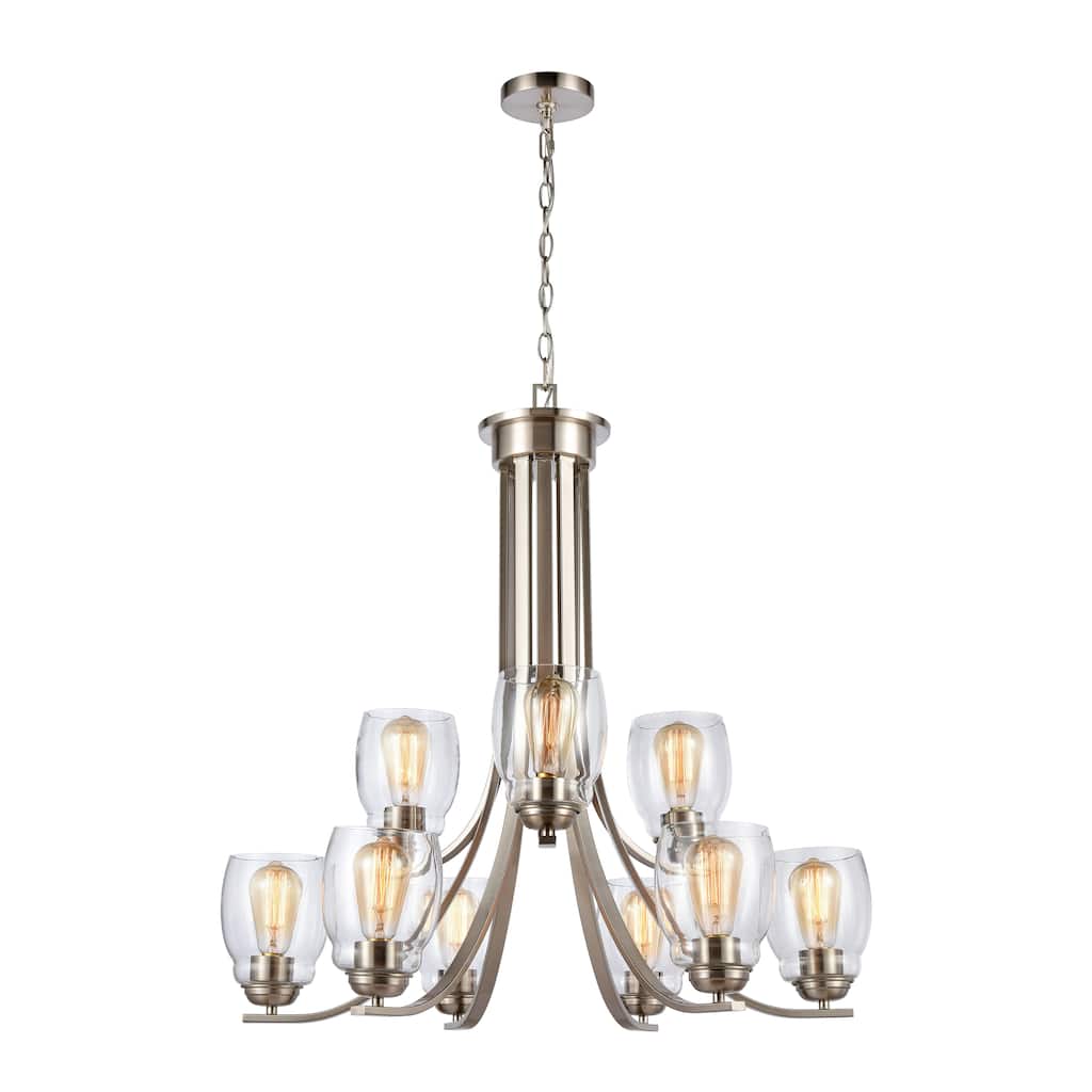 Calistoga 30.5-inch Wide 9-Light Chandelier in Brushed Nickel - 30.5in W