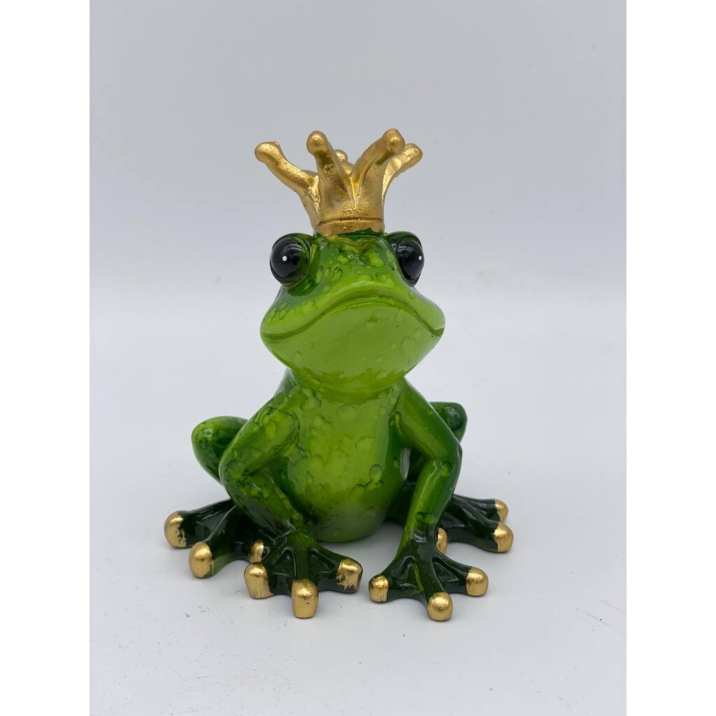 Cute Frog with Crown Glossy Resin Figurine/Statue - N/A