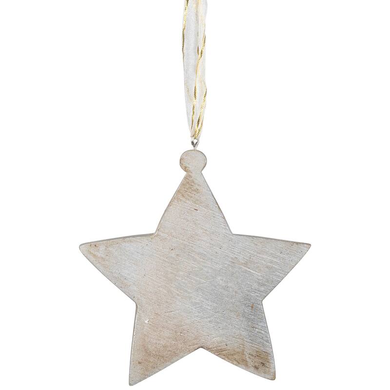 Star Mosaic Style Christmas Ornament - 3.5" - Silver