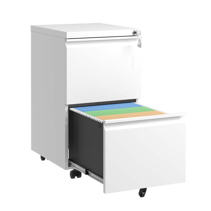 2 Drawer Metal Mobile File Cabinet, Rolling File Cabinet with Lock