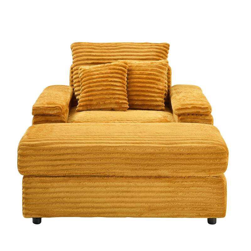 Corduroy Single Sofa Set with 2 Throw Pillows (500lb Capacity)