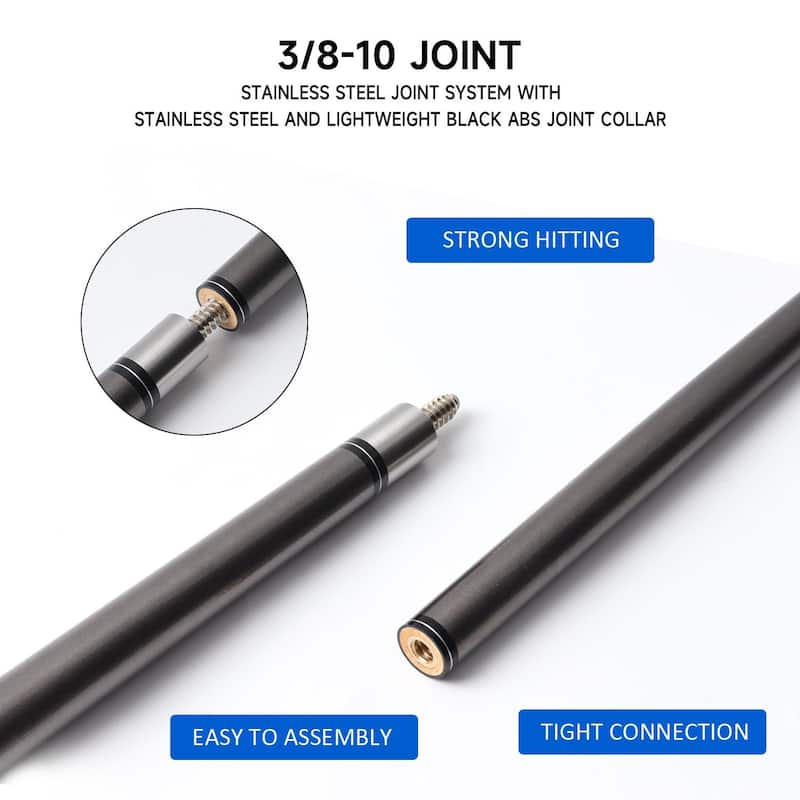 GSE™ 58" 2-Piece Fiberglass Graphite Composite Billiard Pool Cue Stick for Men/Women. Great for House or Commercial Use - Grey