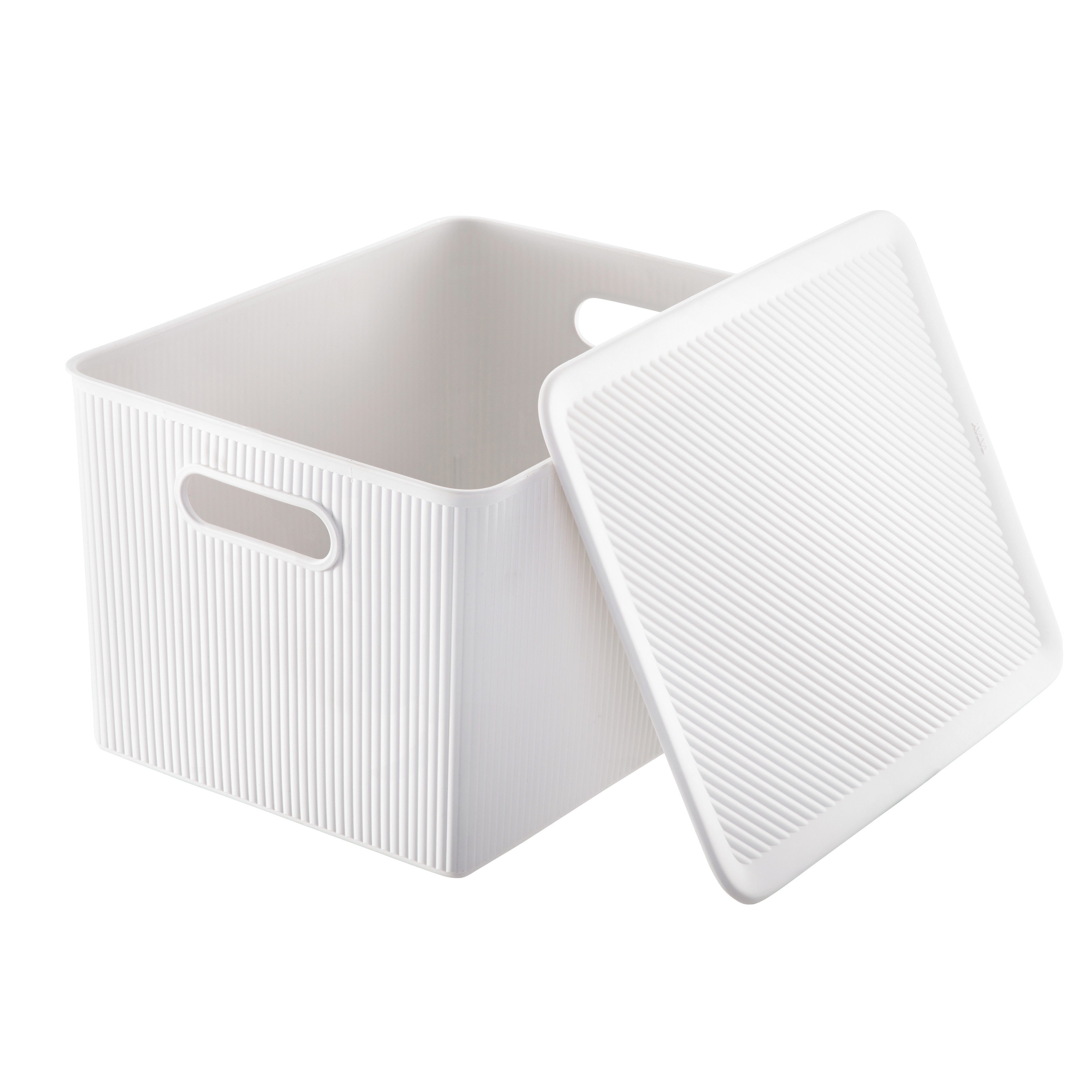Decorative Plastic Open Home Storage Bins Organizer Baskets, Medium White  (1 Pack) Container Boxes for Organizing Closet Shelves Drawer Shelf -  Ribbed