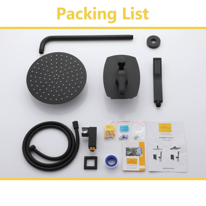 2.5 GPM 10 in. Round Wall Mount Dual Shower Heads with Pressure Balance Valve in Matte Black